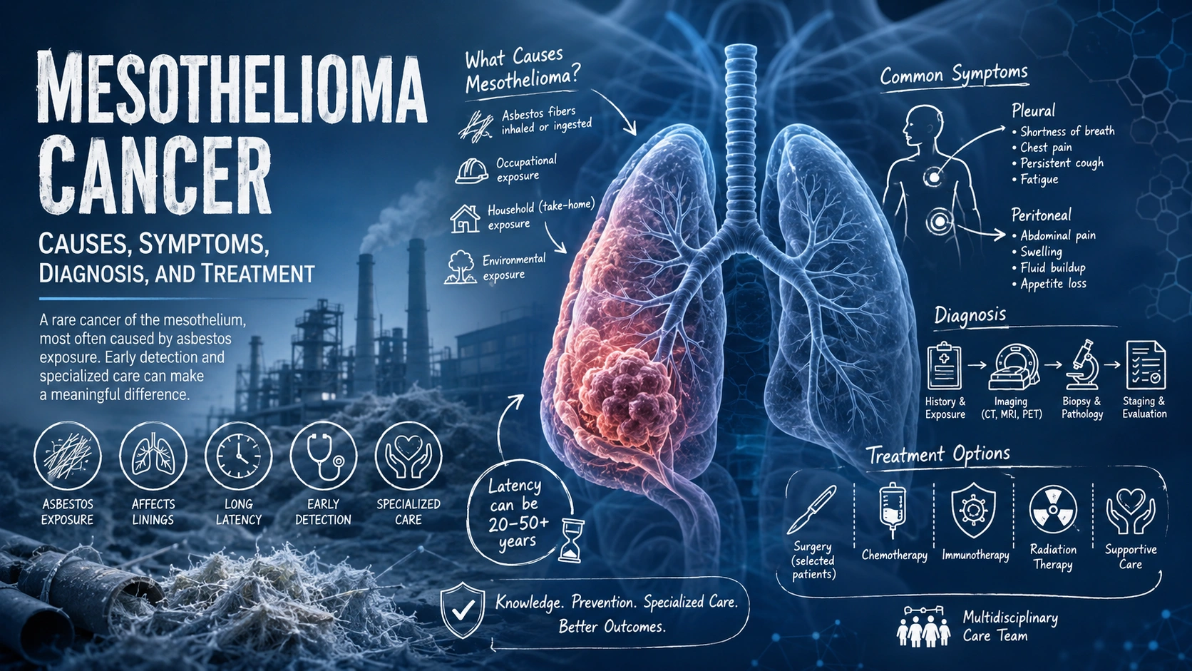 Mesothelioma Cancer Causes, Symptoms, Diagnosis, and Treatment