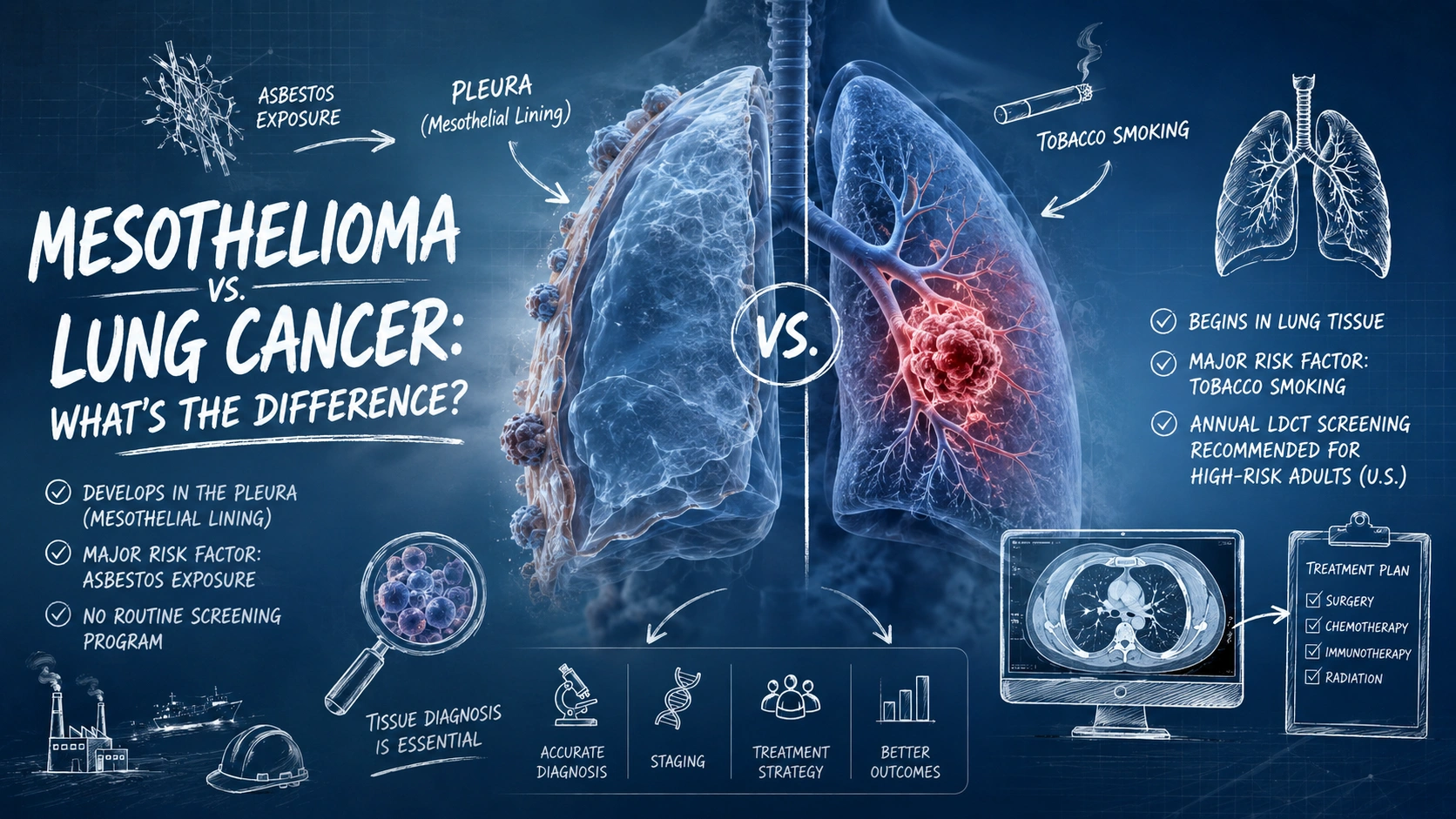 Mesothelioma vs Lung Cancer What’s the Difference